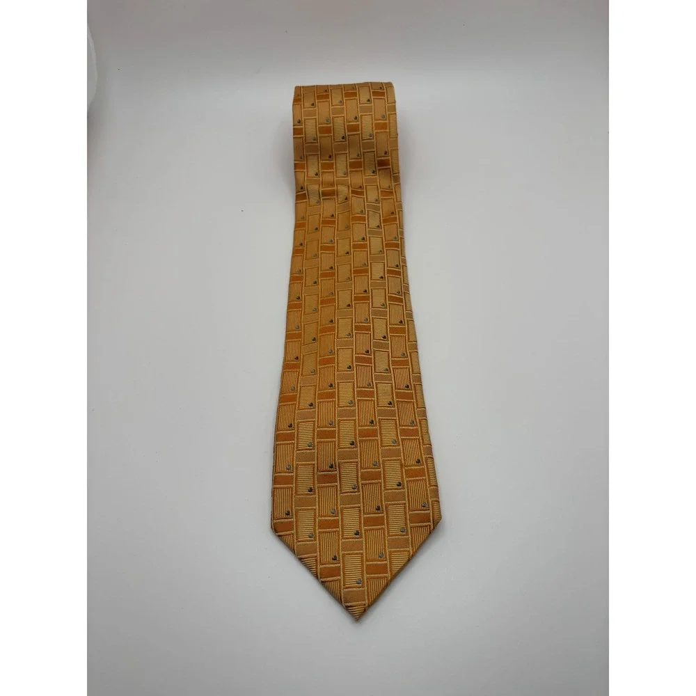 Ermenegildo Zegna Silk Tie Orange Geometric Limited Edition JIII 2006